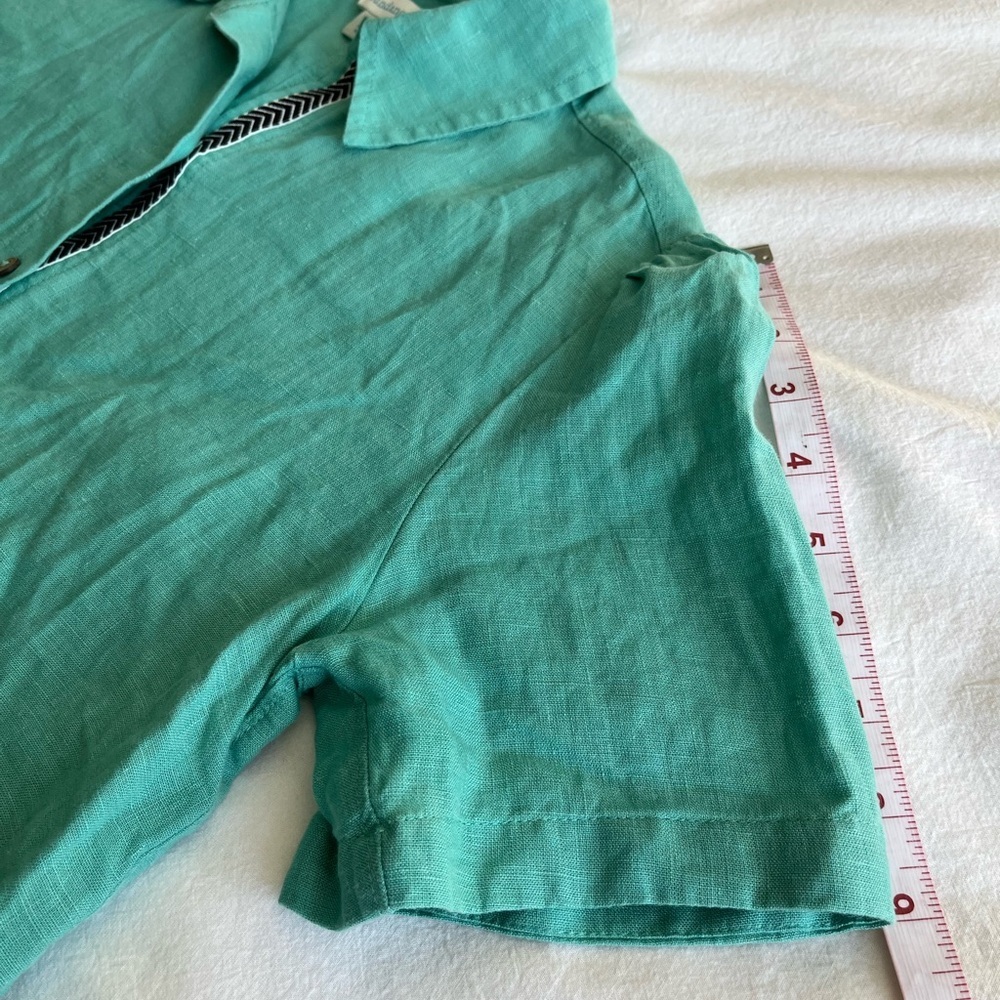 Sundance 100% Linen Mint Green Button Down Top XS Boho Coastal Grandma Eclectic - Picture 8 of 10